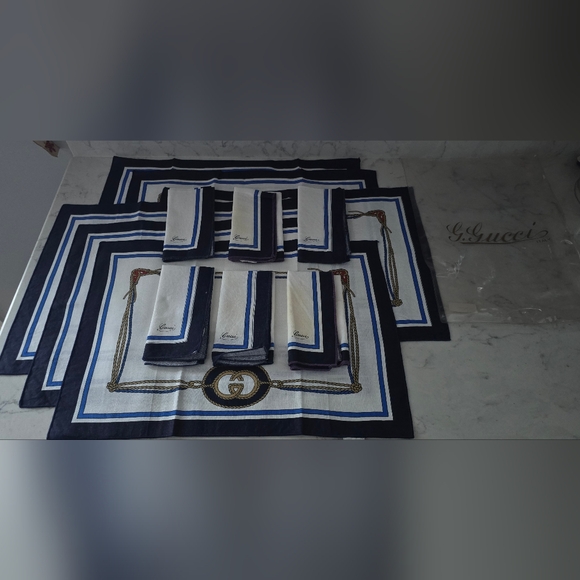 Vintage Gucci Linen Placemat and Napkin Set for 6 - Picture 6 of 10